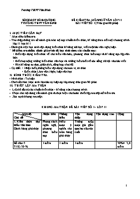 Đề kiểm tra Ngữ văn lớp 11 - Bài viết số 1 - Năm học 2016-2017 - Trường THPT Tân Bình